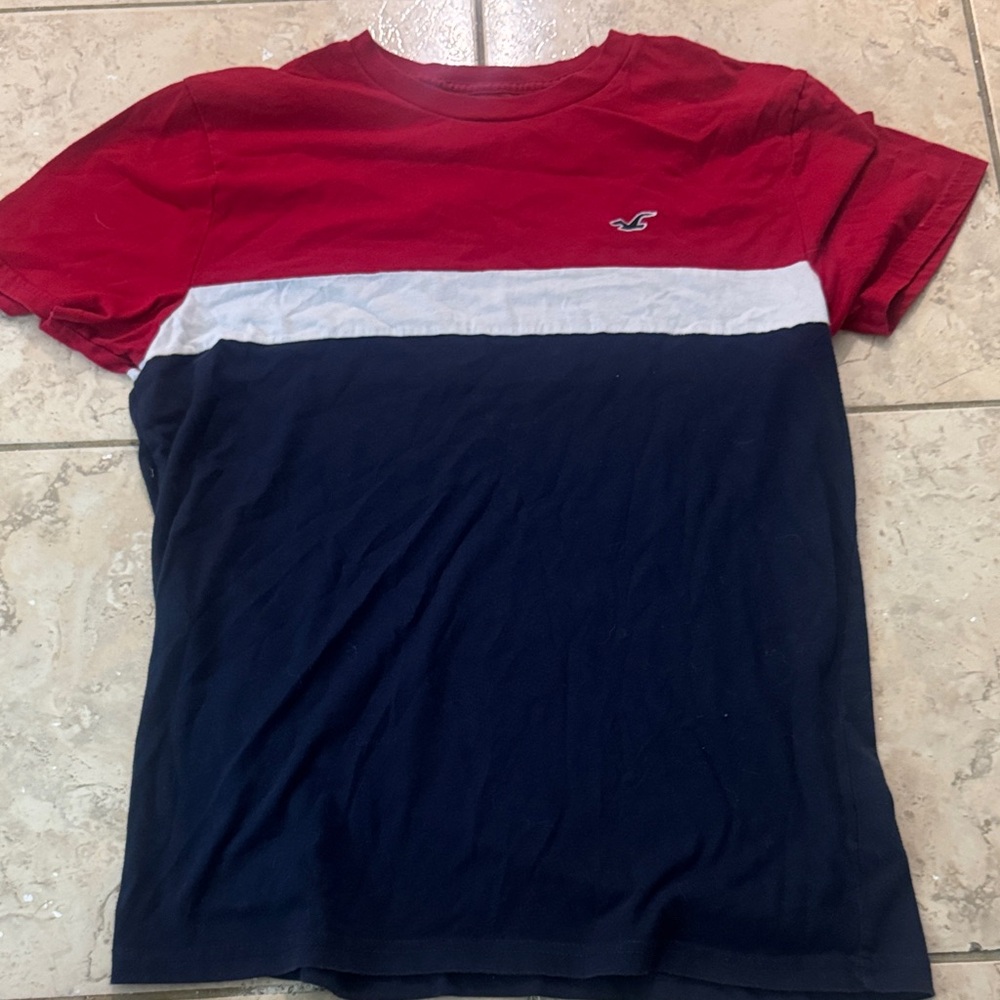 Hollister Red, White, and Blue Short Sleeve Tee